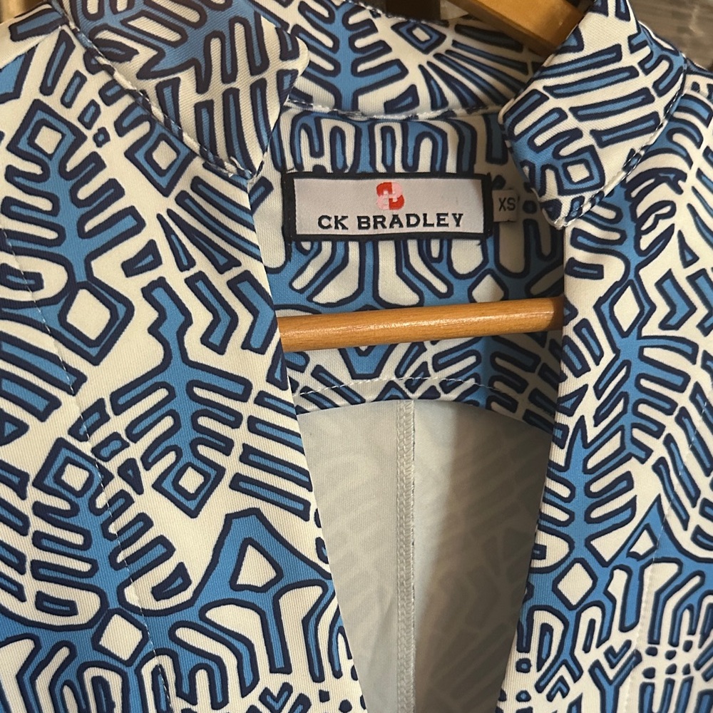 CK Bradley Blue White Patterned Sleeveless‎ Maxi Dress with Rope Tie - Picture 2 of 5